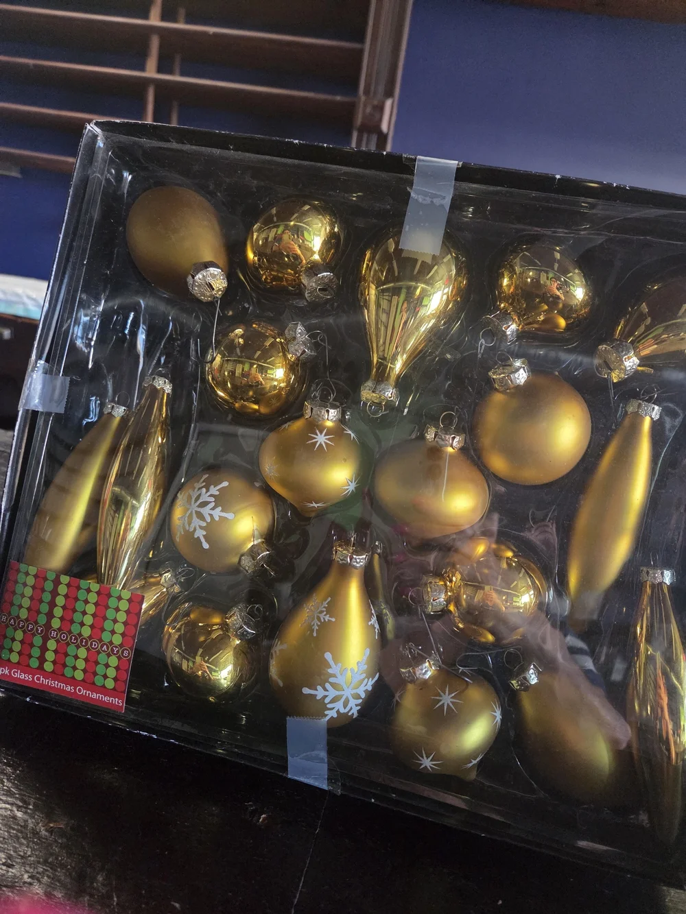 20 PACK Gold Glass Christmas Ornament Set - Home Holiday